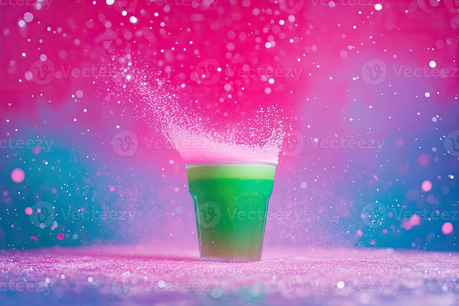 Vibrant green drink exploding in a vibrant explosion of color photo