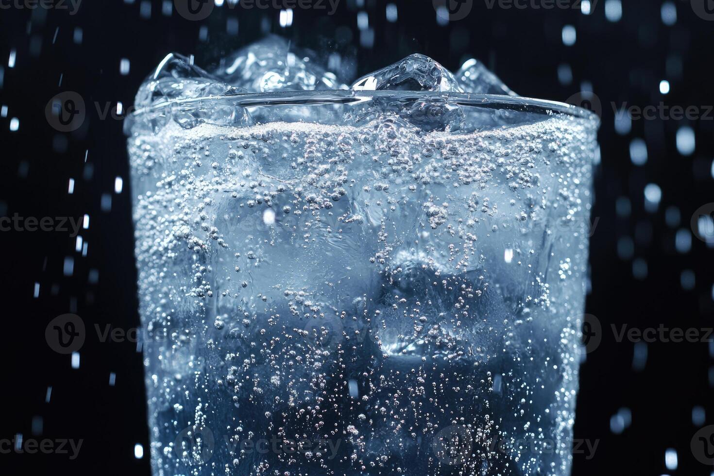 Sparkling drink with ice photo
