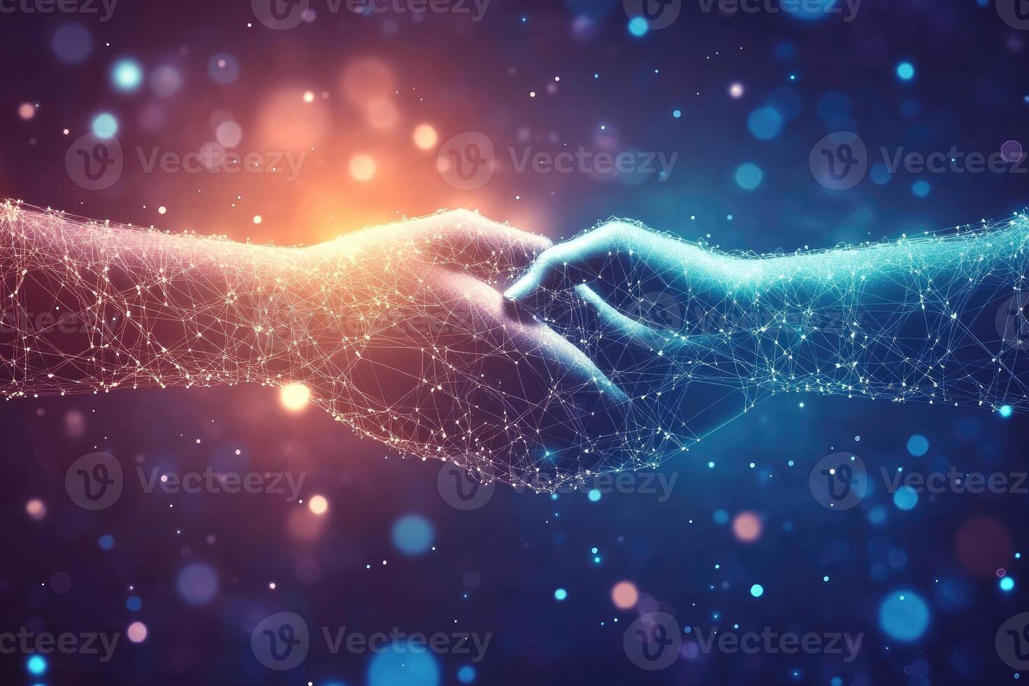 Digital handshake, connection, and collaboration photo