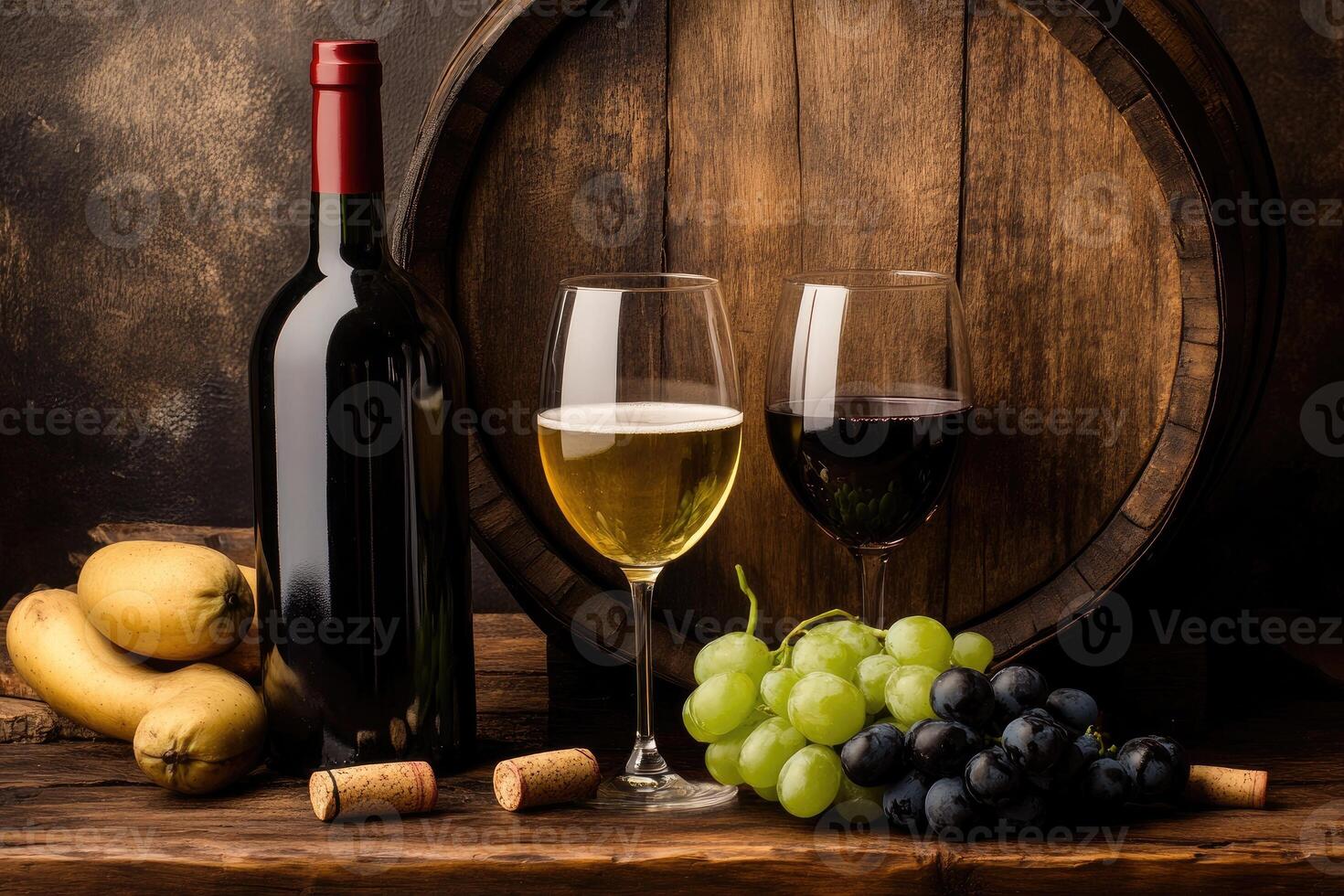 Still life with wine and grapes photo