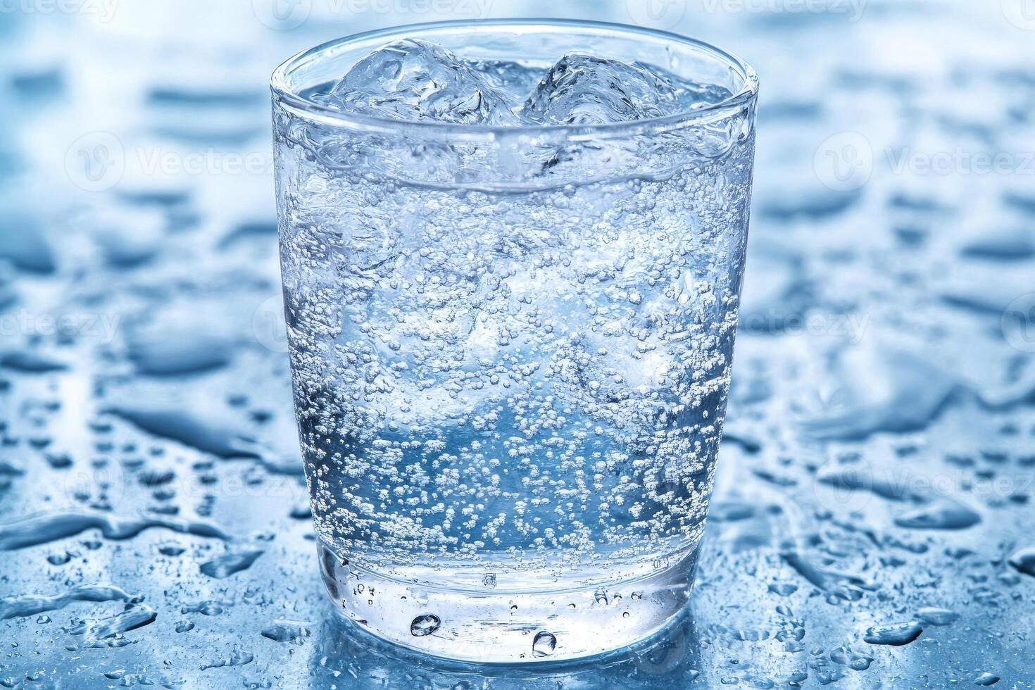 Refreshing sparkling water with ice photo