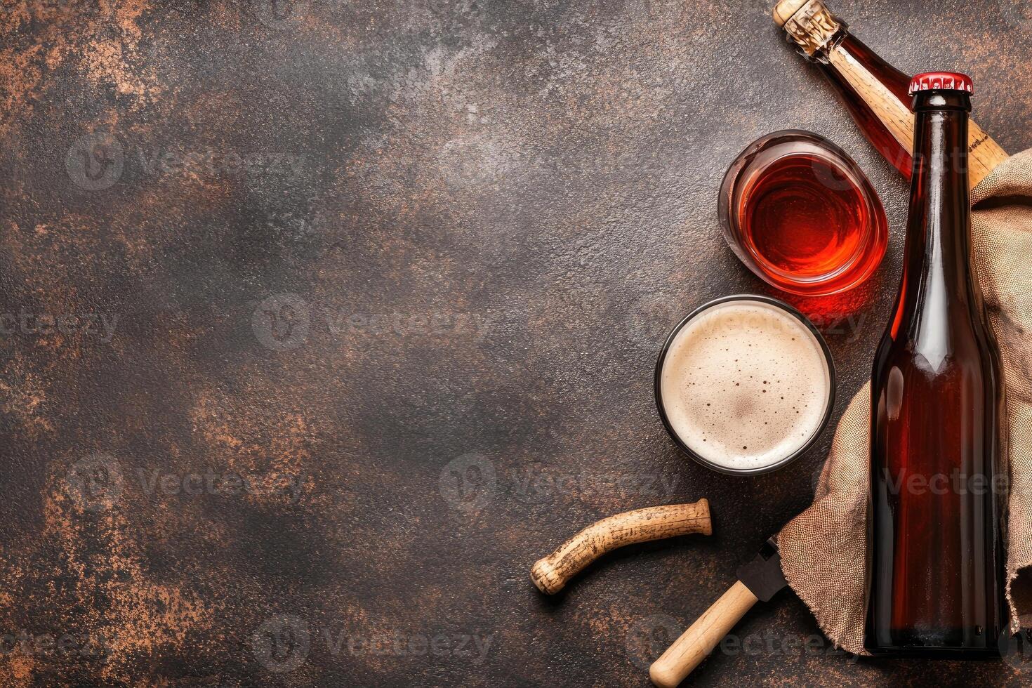 Elevated craft drinks on rustic surface photo