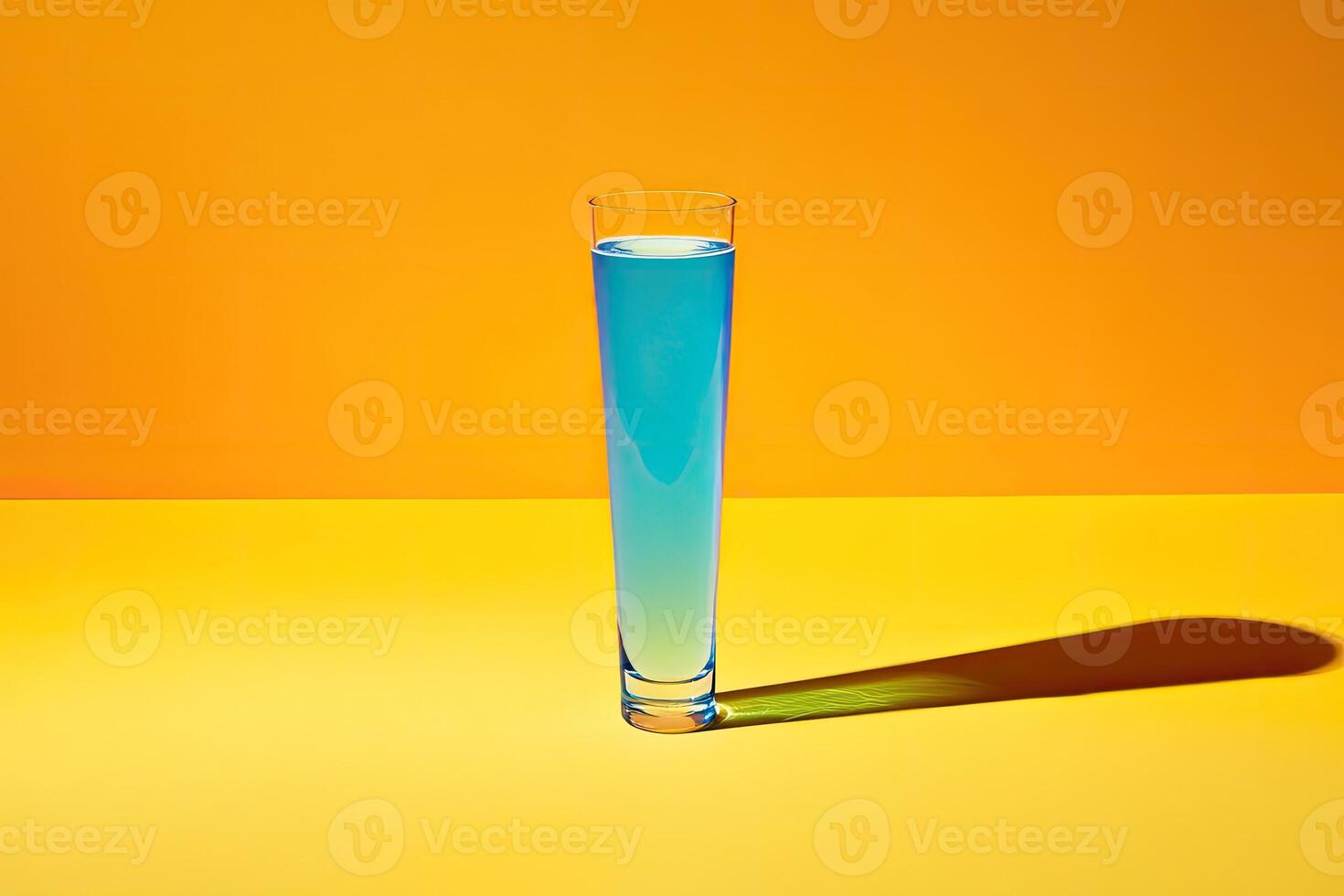 Bright blue drink in tall glass photo