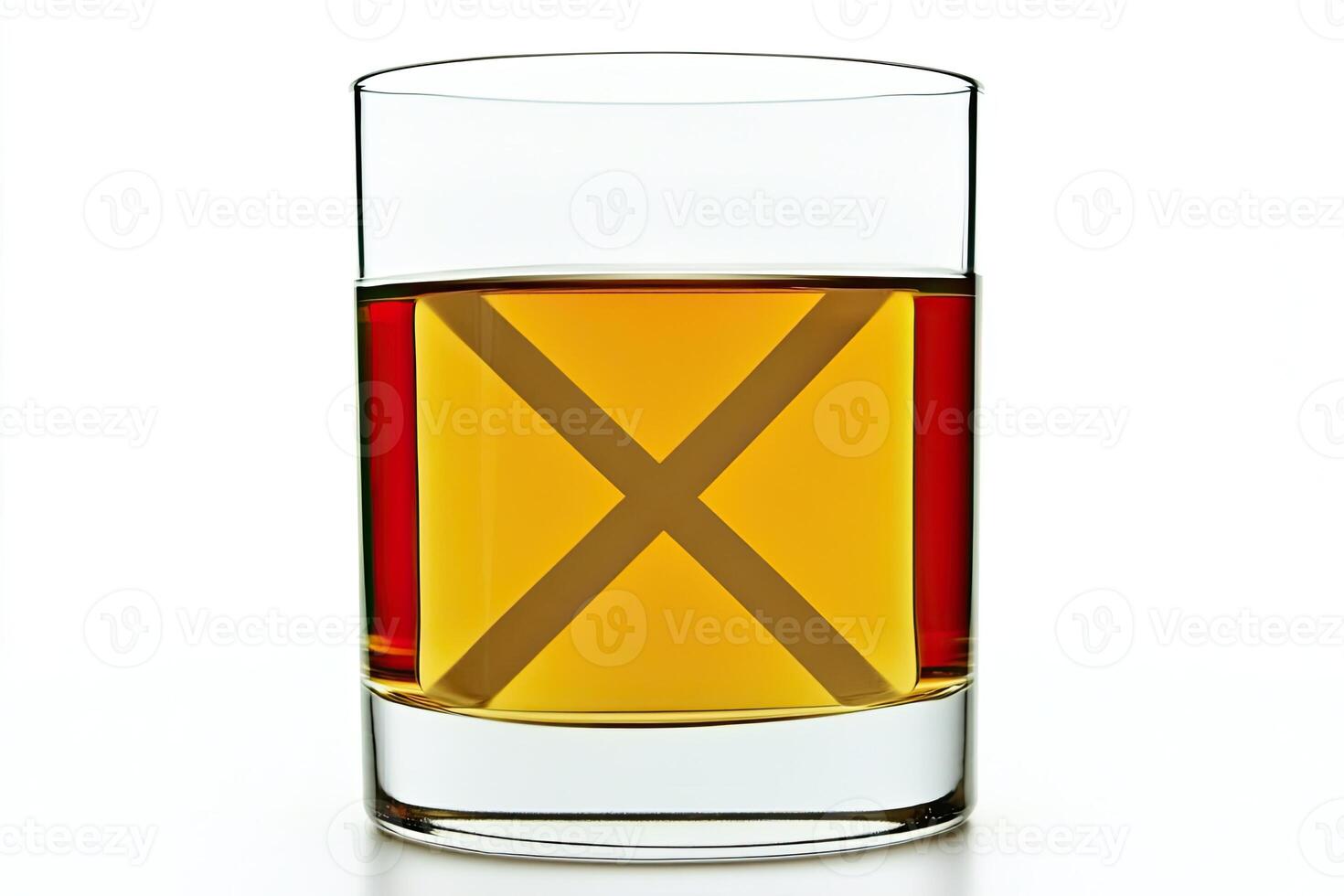 Whiskey in a rocks glass with an X photo
