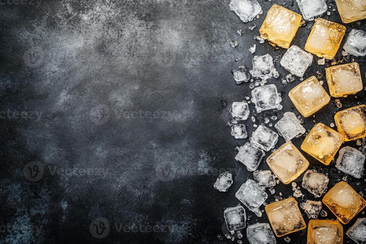 Ice cubes on dark surface photo