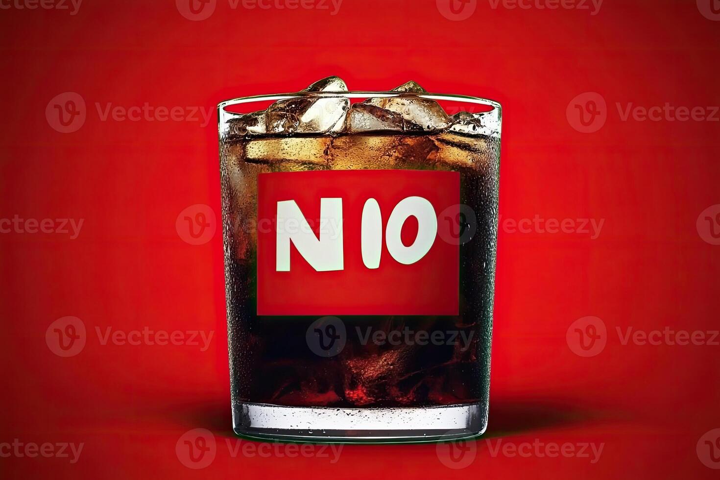 Refreshing iced cola drink in glass photo