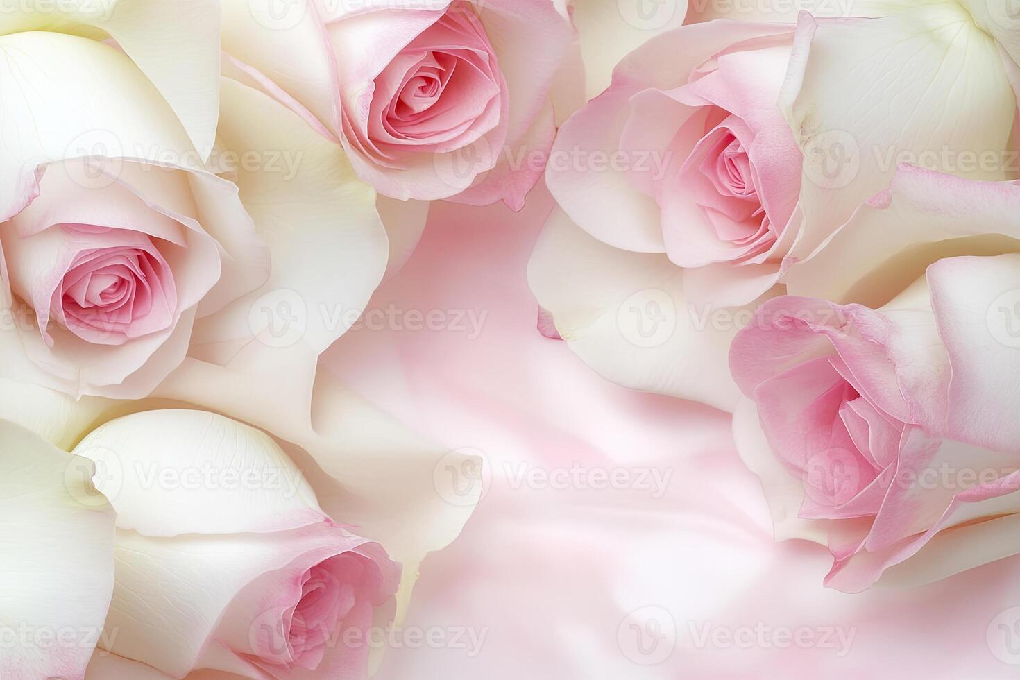 Delicate pink and white roses on a soft background photo
