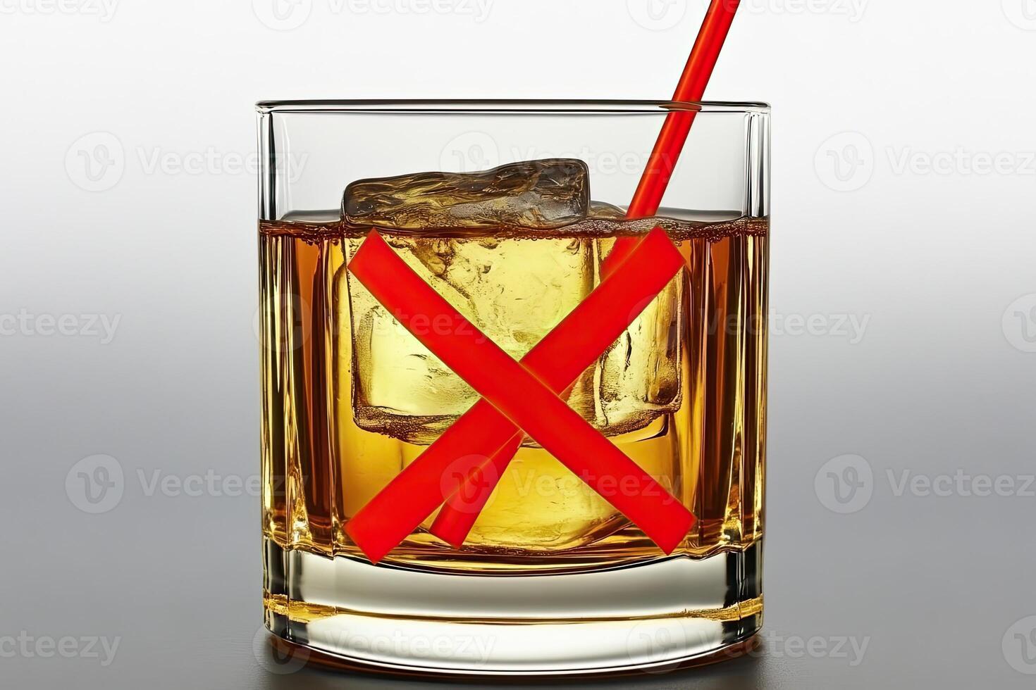 A glass of whiskey with a red x on it photo