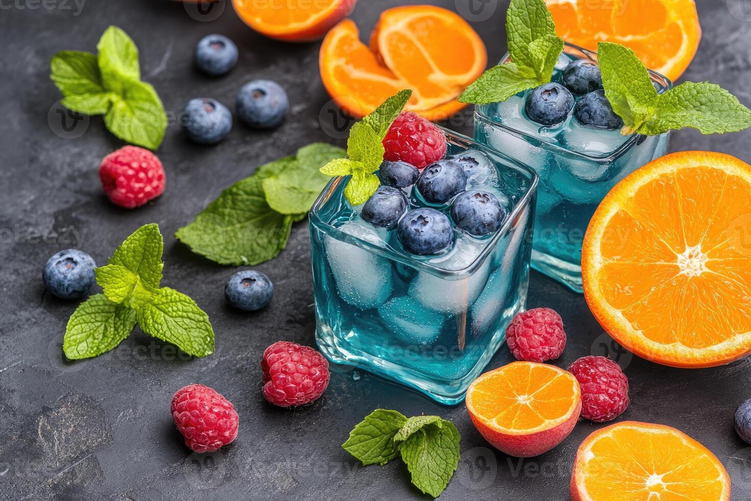 Refreshing Blue Fruit Cocktails photo