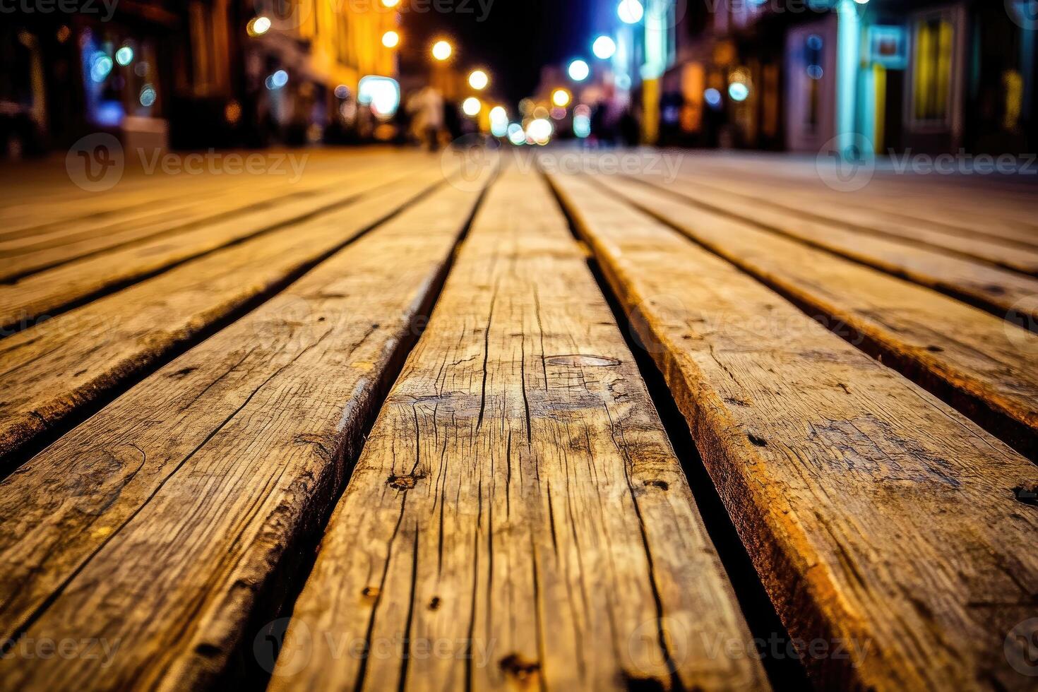 Nighttime Wooden Walkway photo