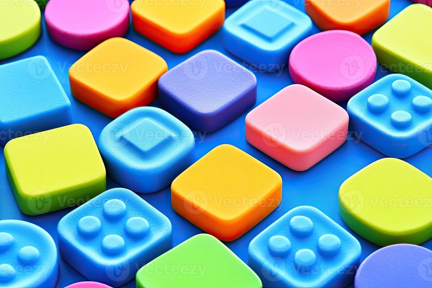 Colorful geometric shapes arranged in a grid pattern photo