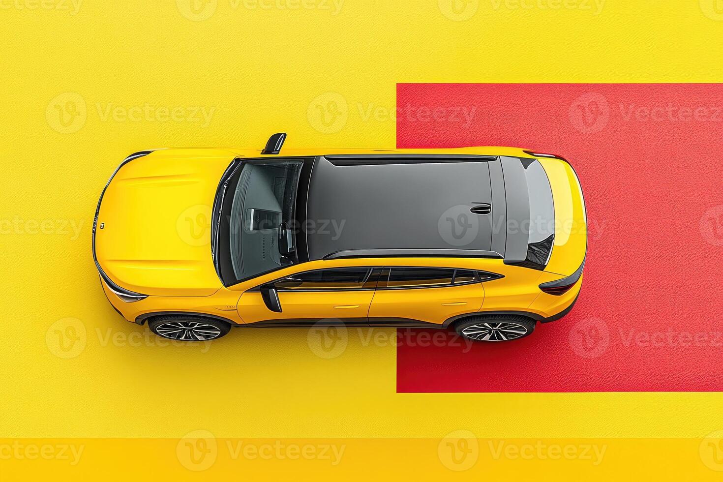 Yellow SUV on vibrant background photo