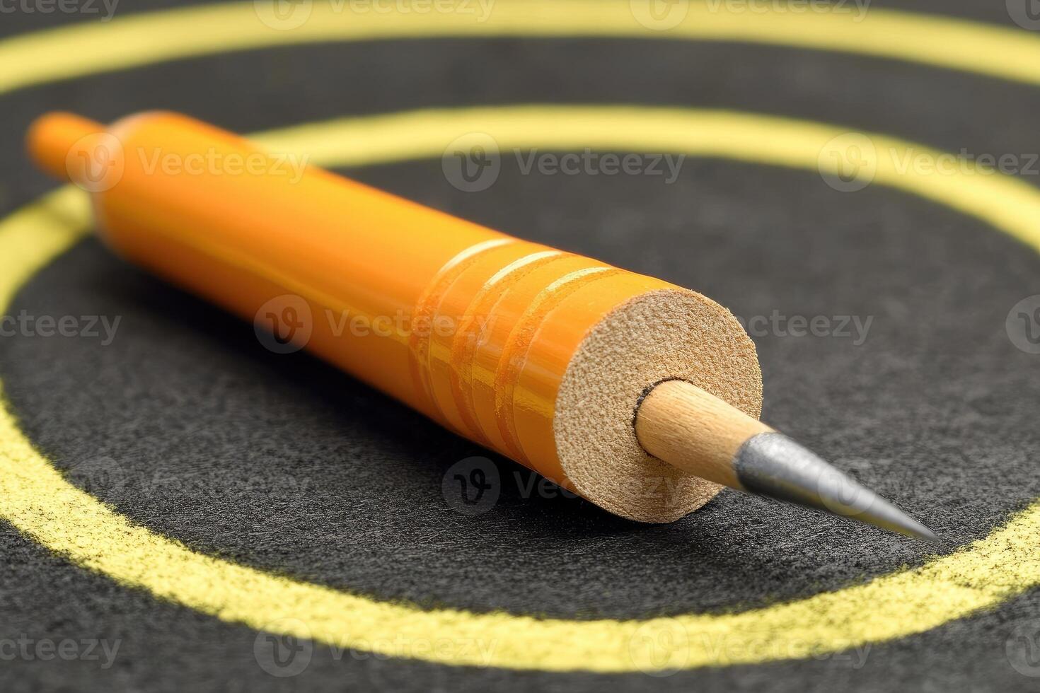 Orange dart in target center photo