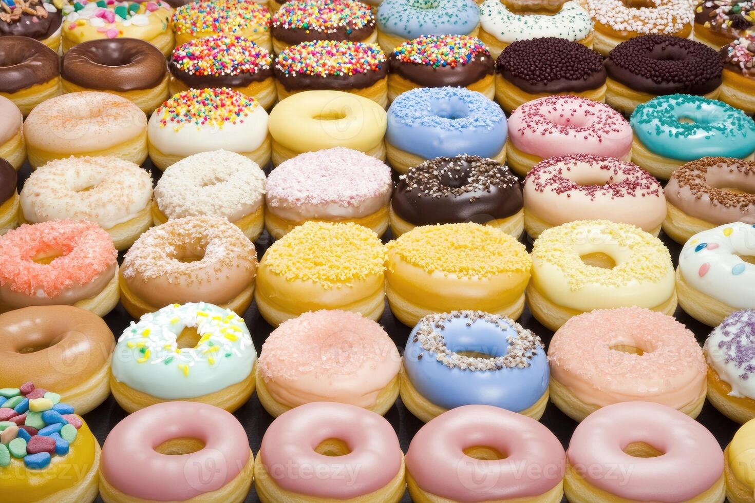 Colorful donut display photo