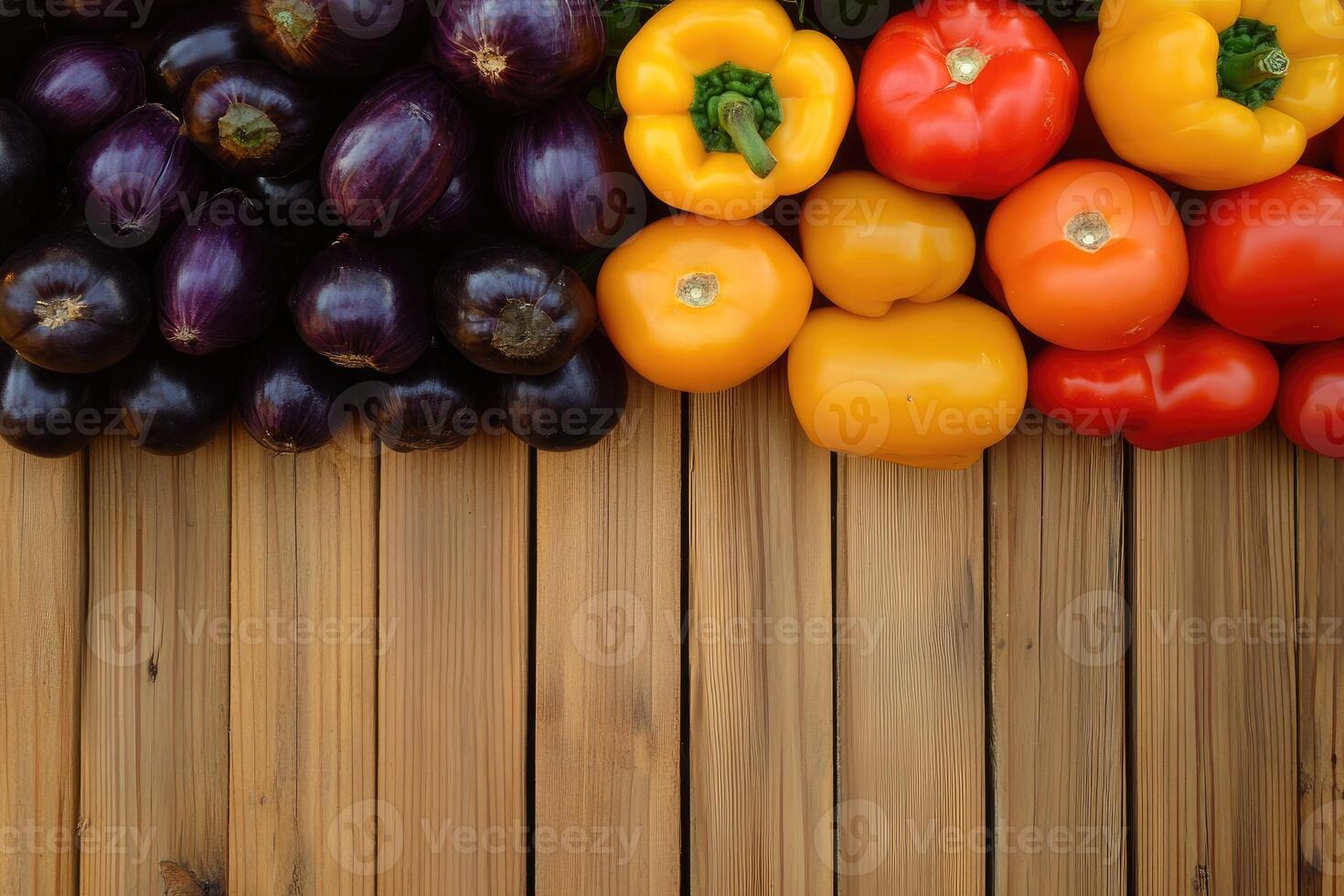 Colorful vegetables on a wooden surface photo