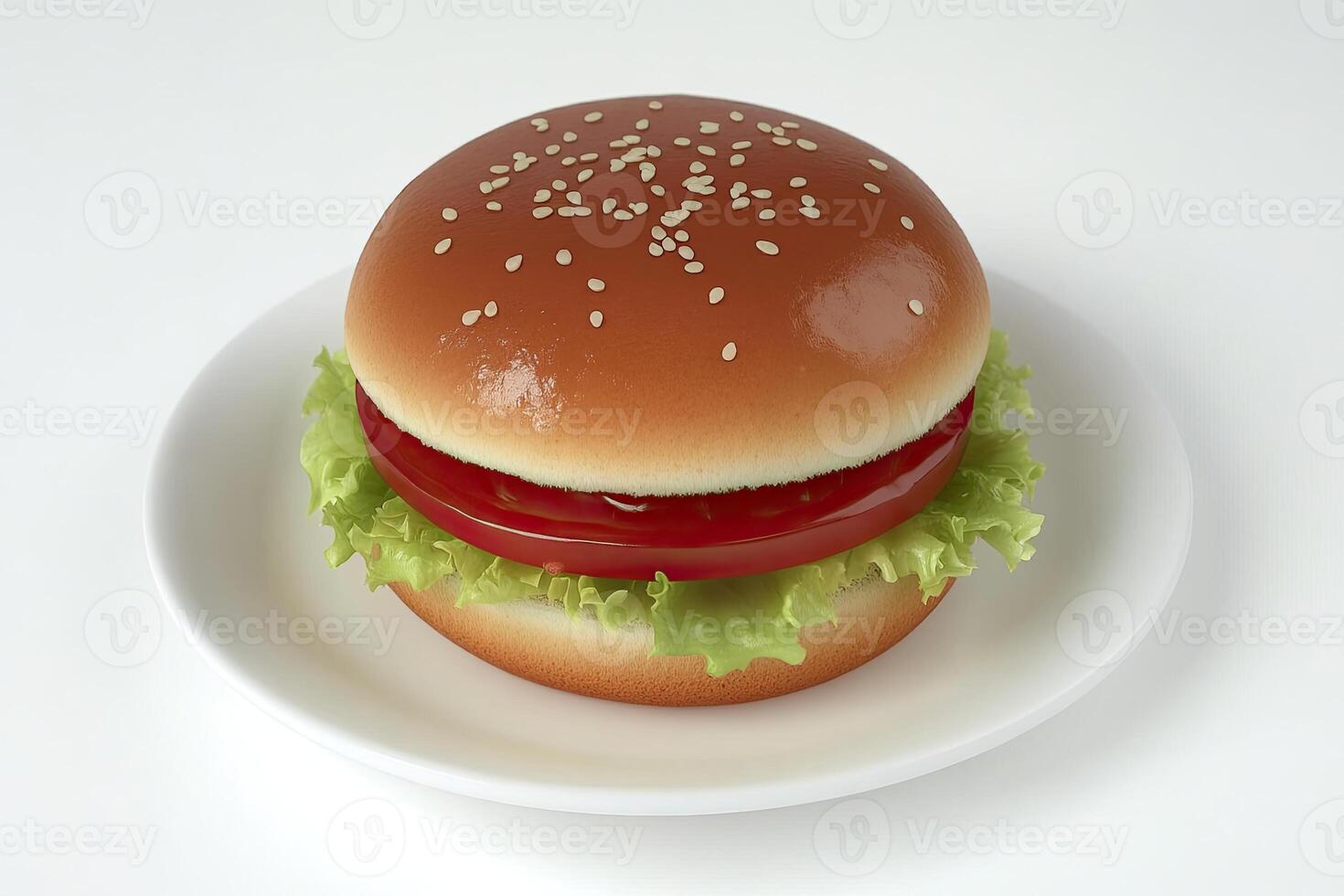 Simple burger on a plate photo