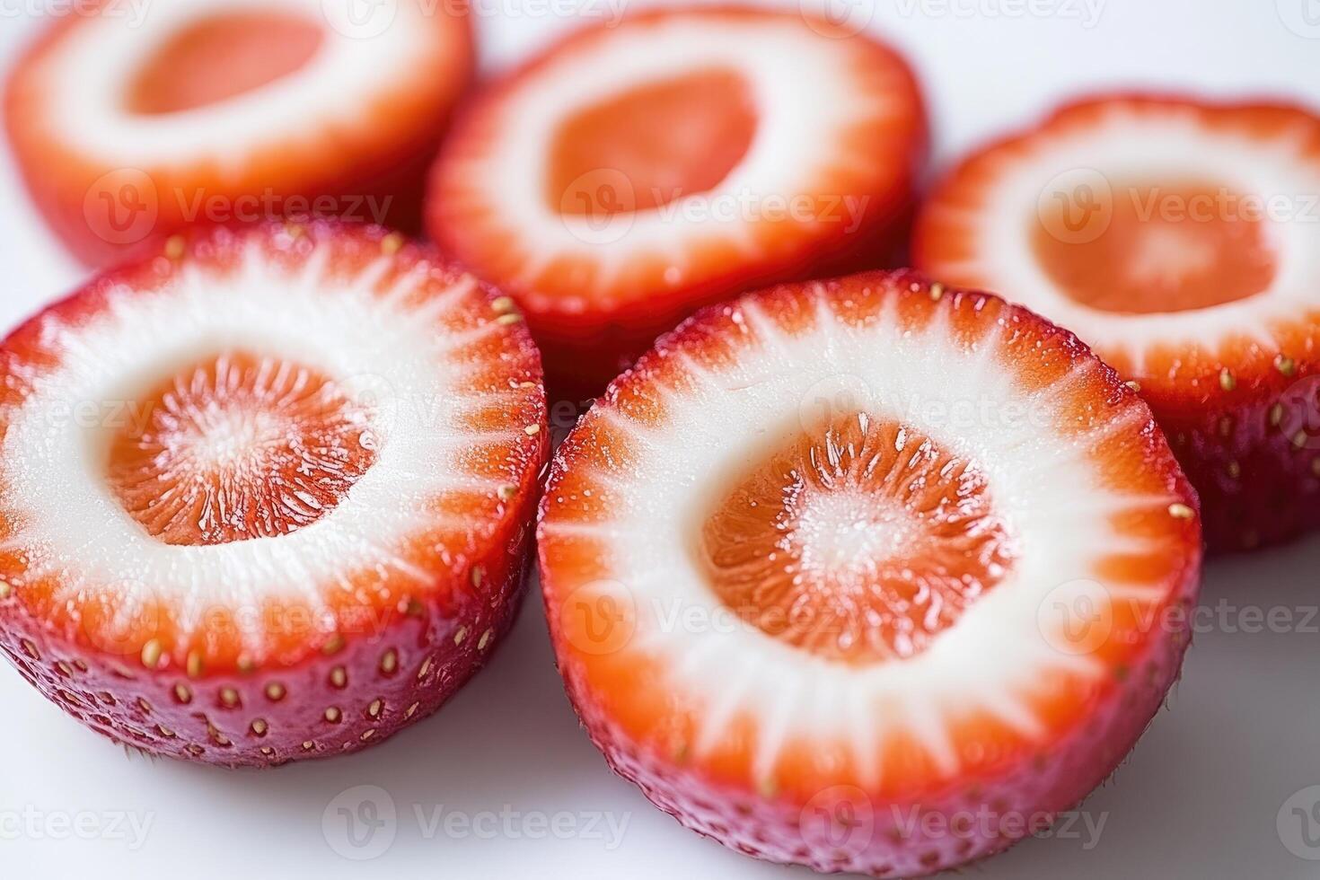 Close-up of sliced strawberries photo