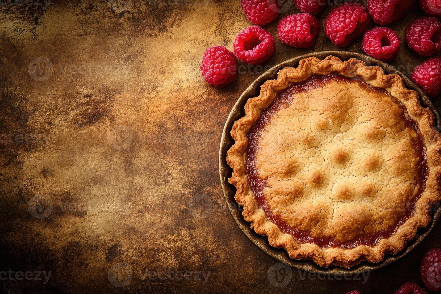 Fresh raspberry pie, close-up photo