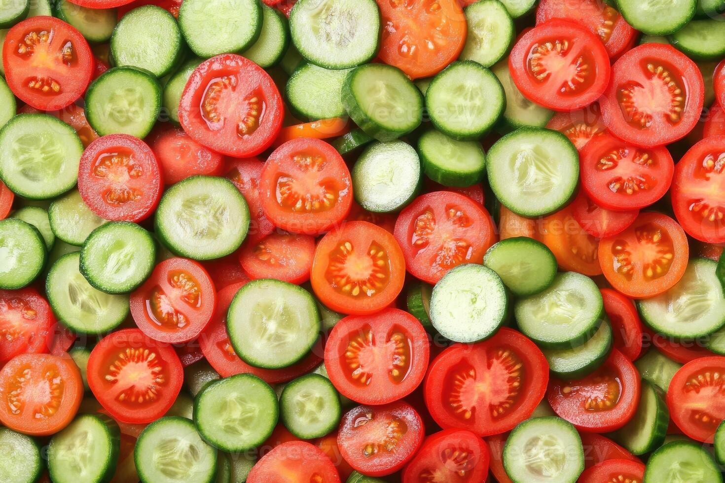 Sliced Cucumbers and Tomatoes photo
