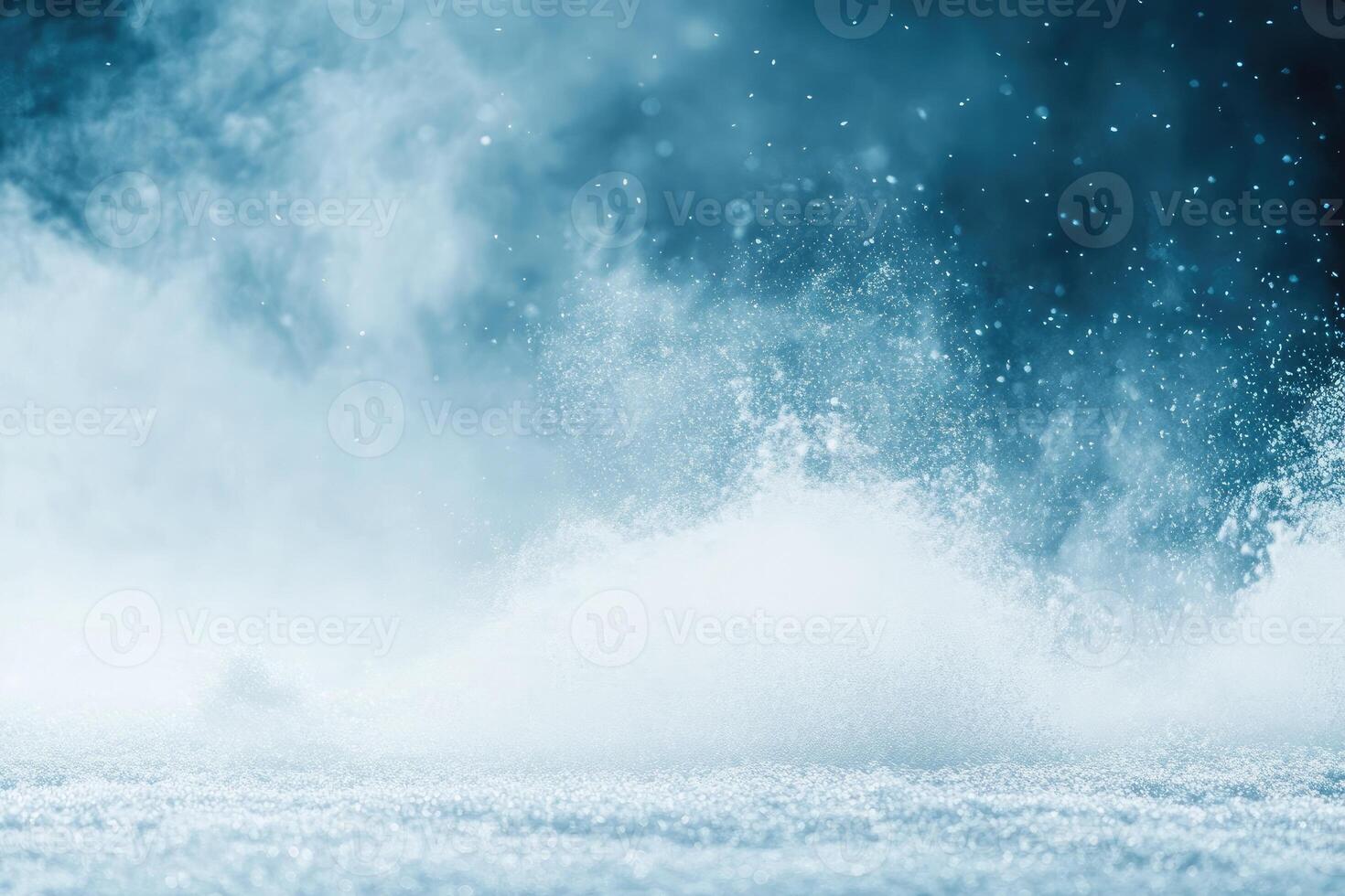 Frozen winter scene with a misty effect photo