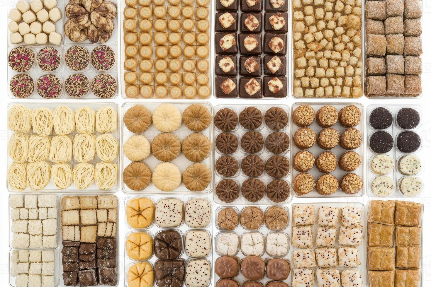 Assorted gourmet sweets displayed on trays photo