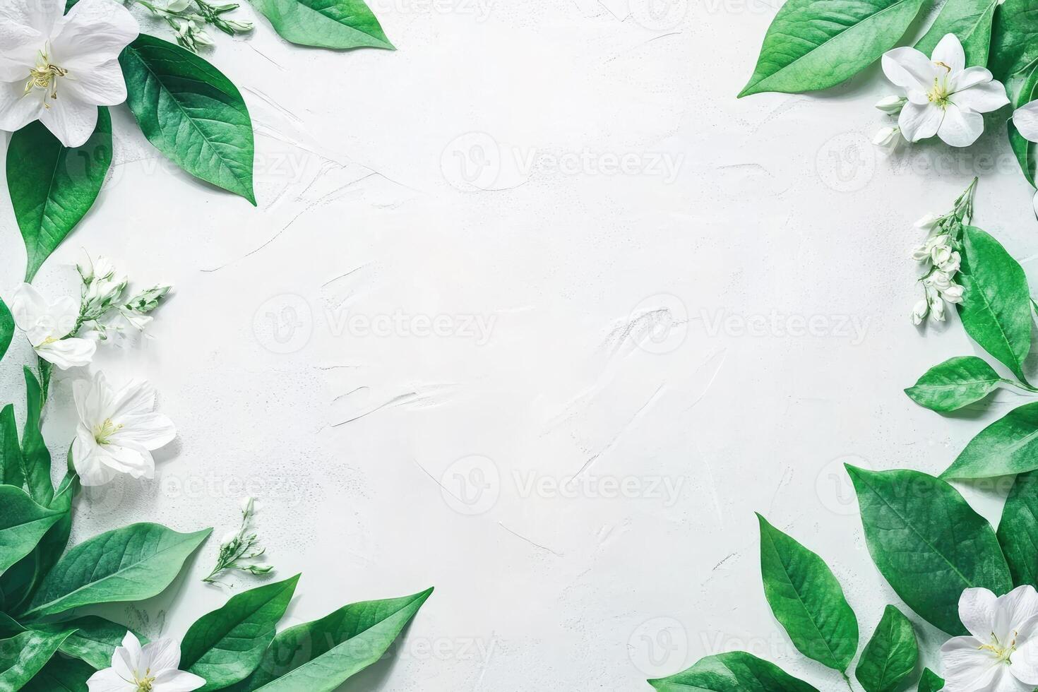 Delicate floral frame on a textured surface photo