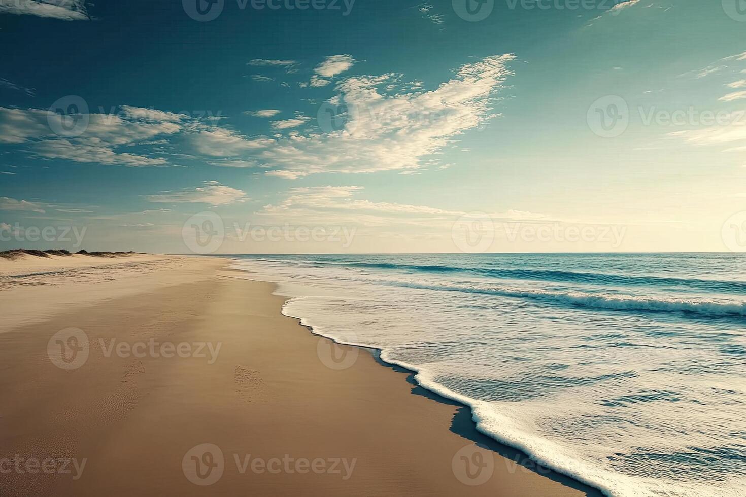 Tranquil beach scene at dawn photo