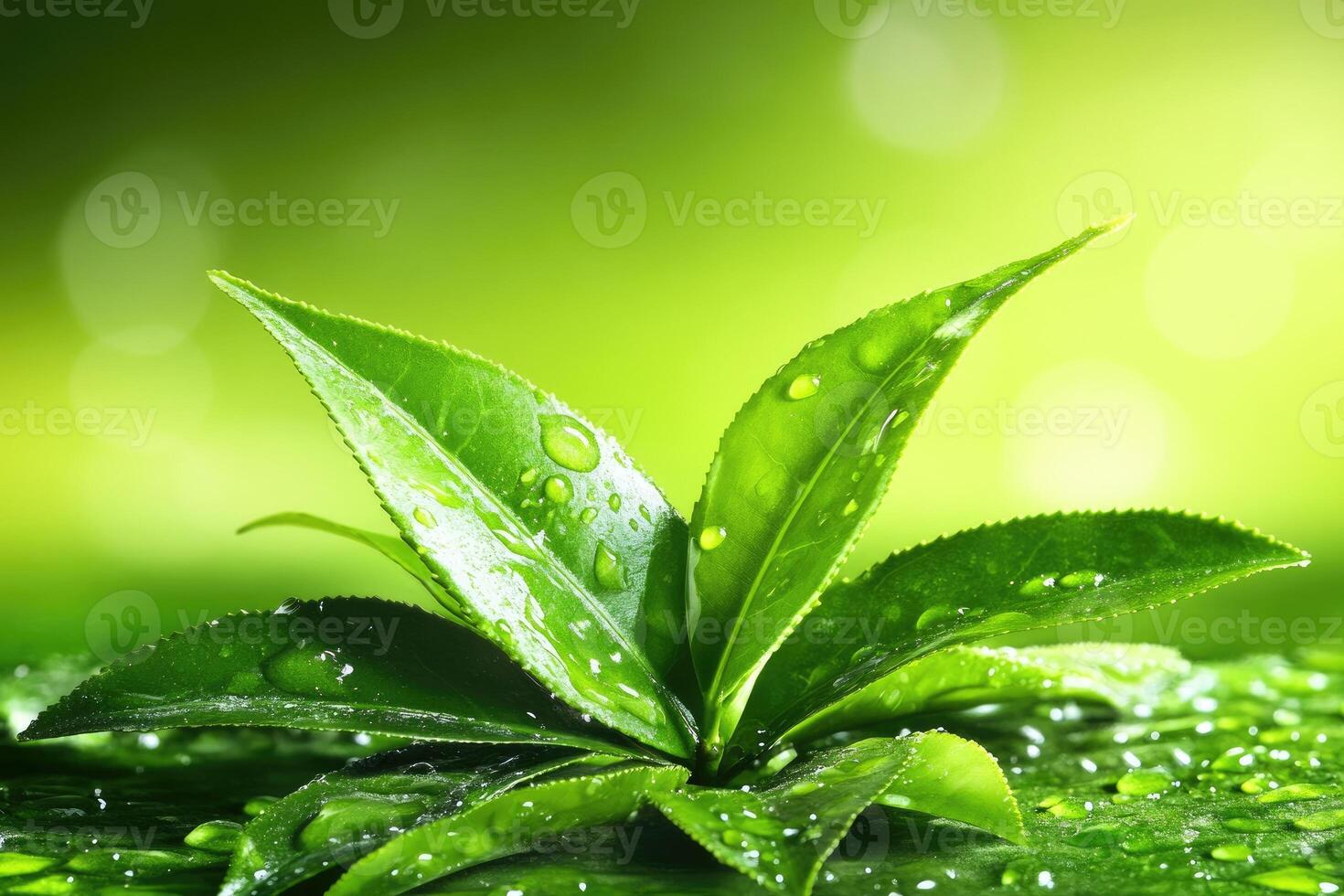 Fresh tea leaves photo