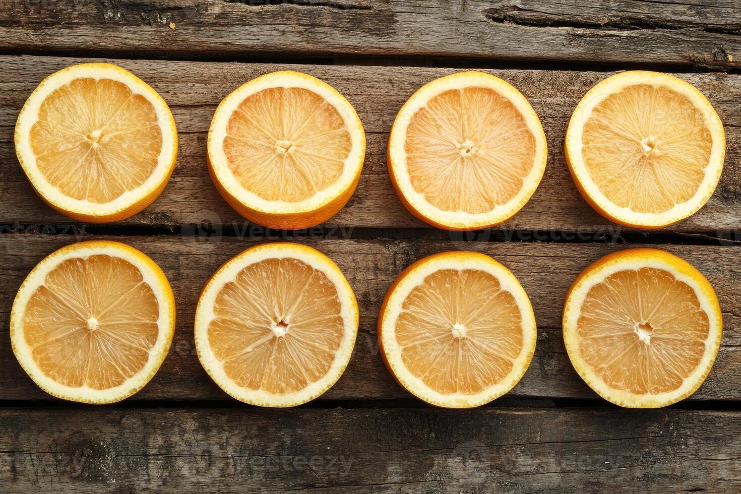 Citrus slices on rustic wood photo