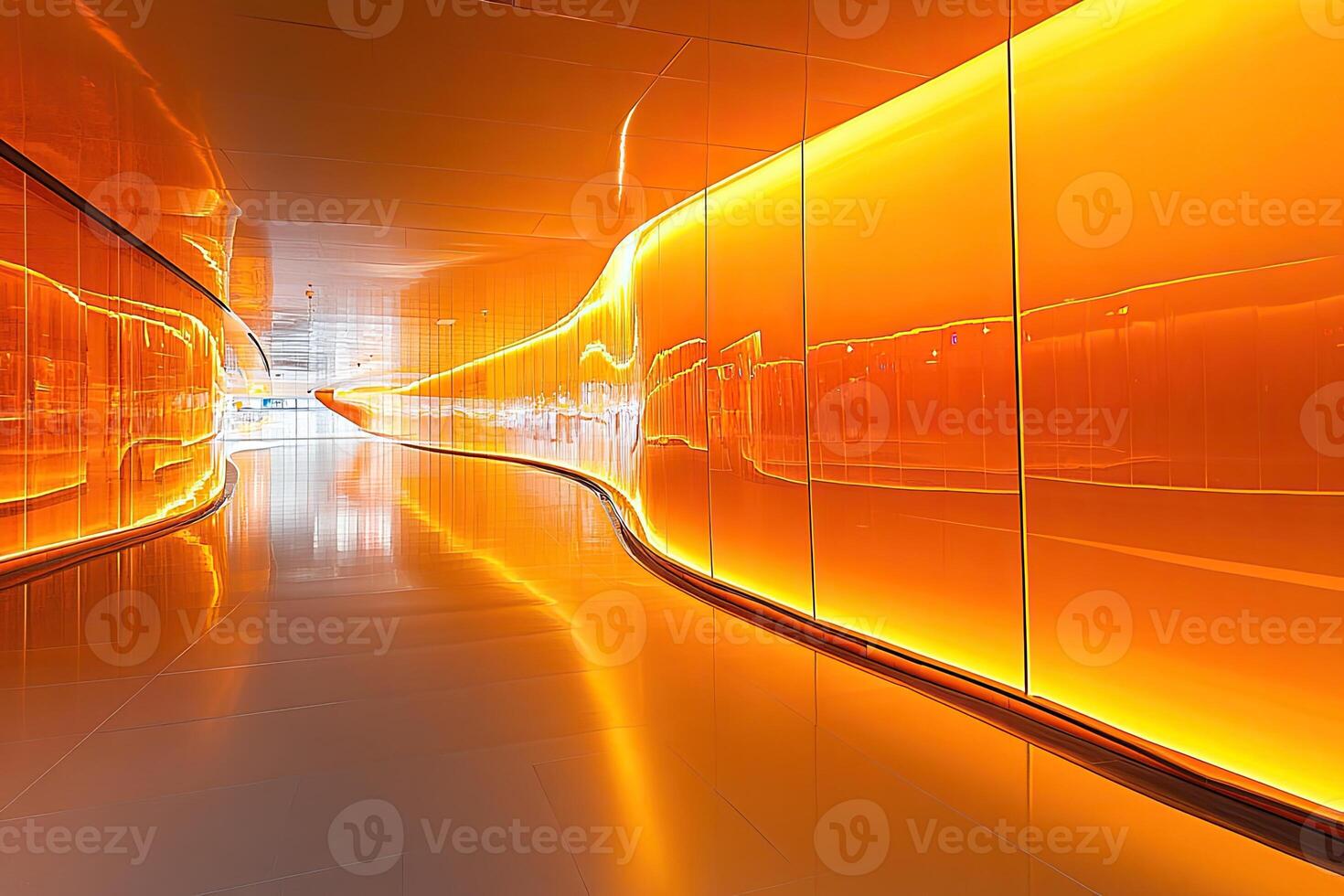 Orange corridor with curved walls photo