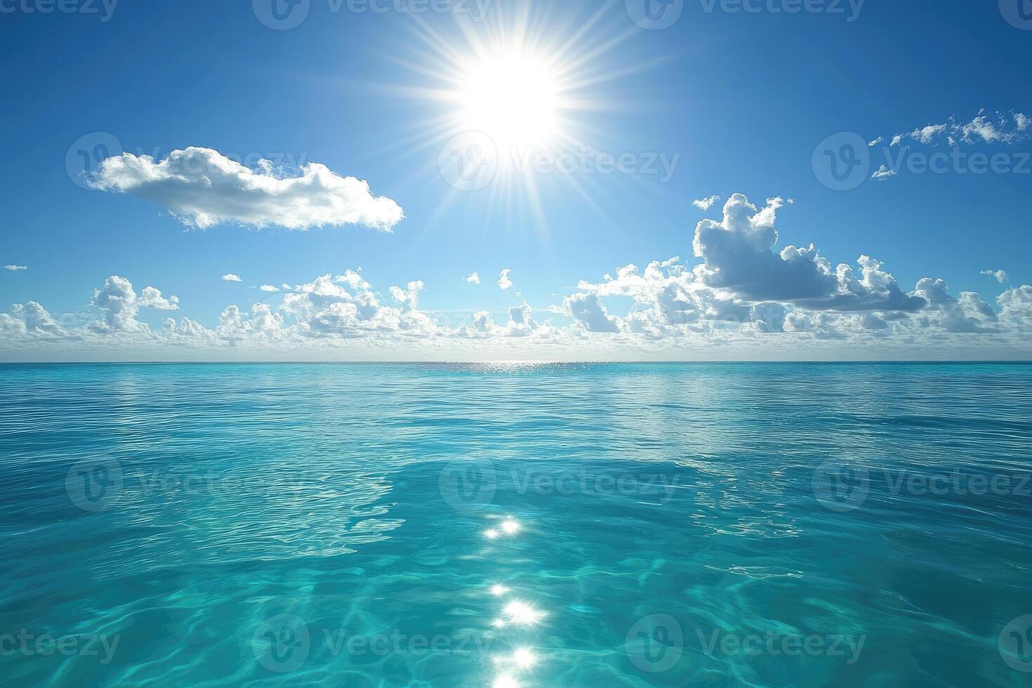 Azure expanse of tranquil ocean under a vibrant sky photo