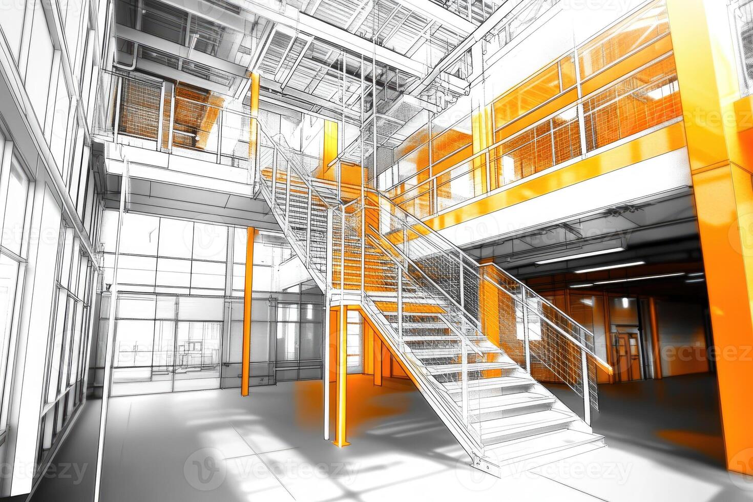 Modern industrial interior design photo