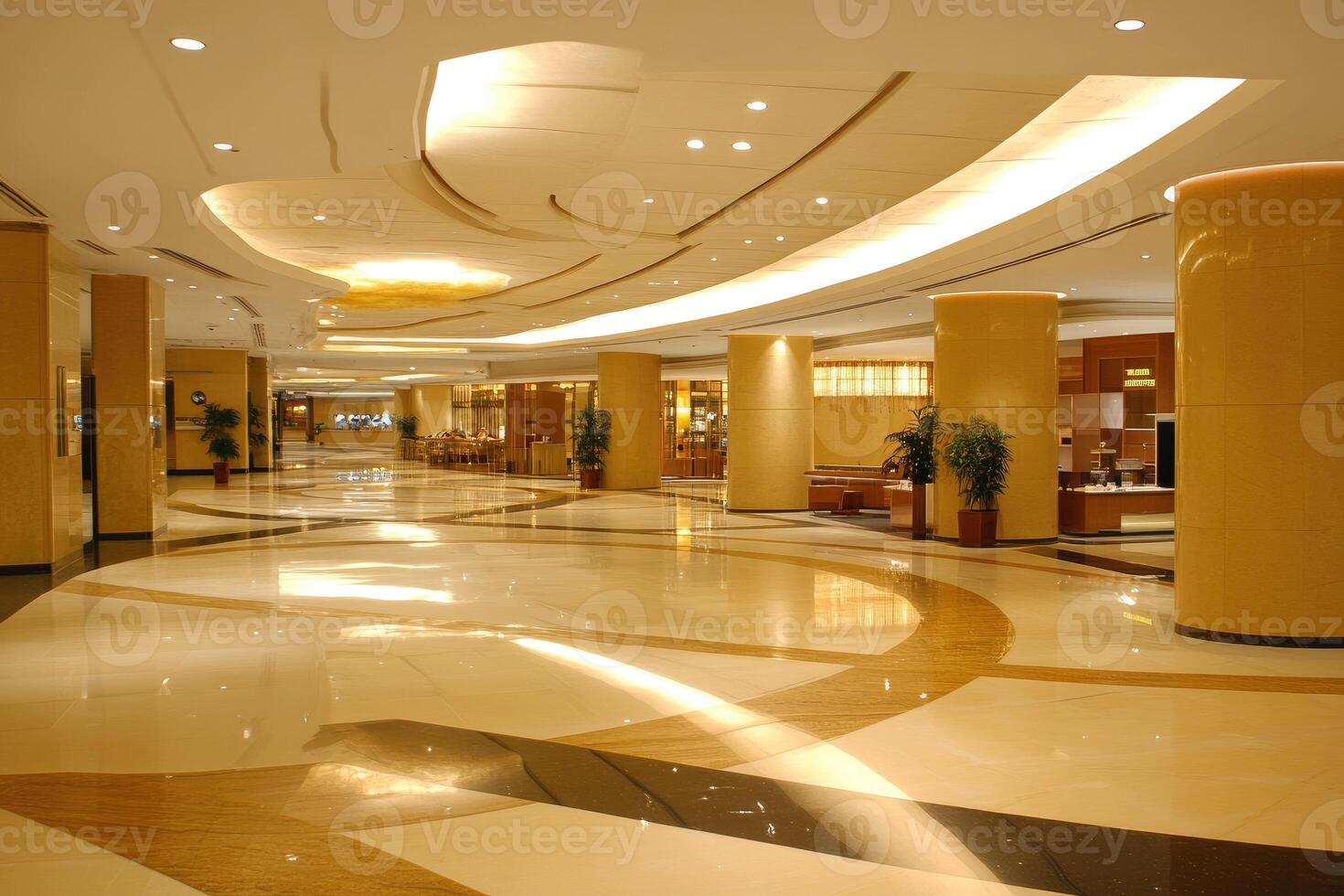 Luxurious hotel lobby, elegant and spacious photo