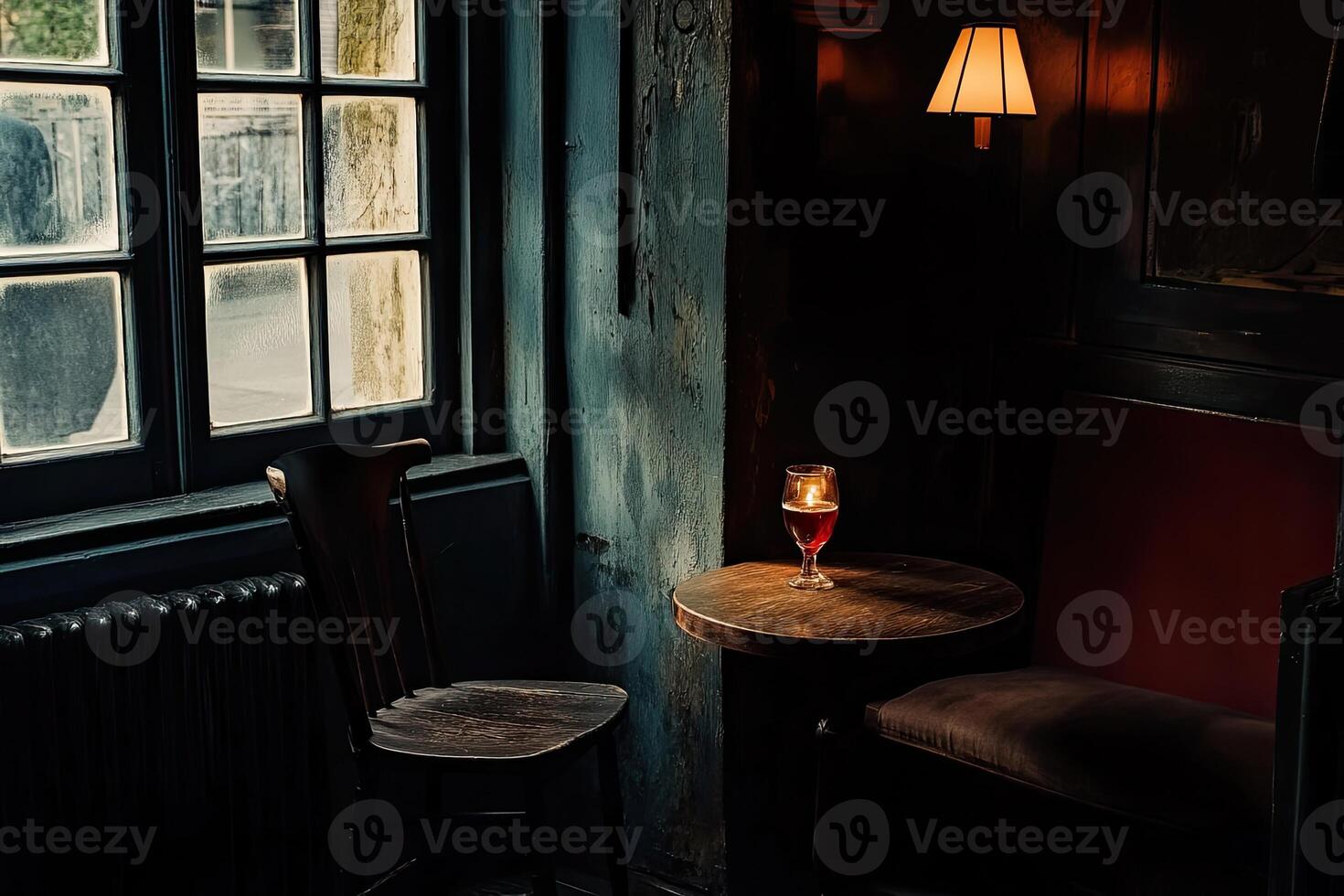 Cozy corner in a dimly lit pub photo