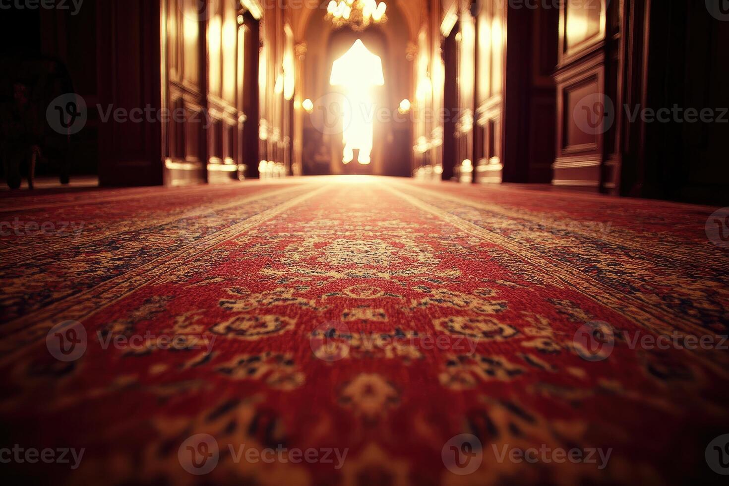 Grand hall, sunlit corridor photo