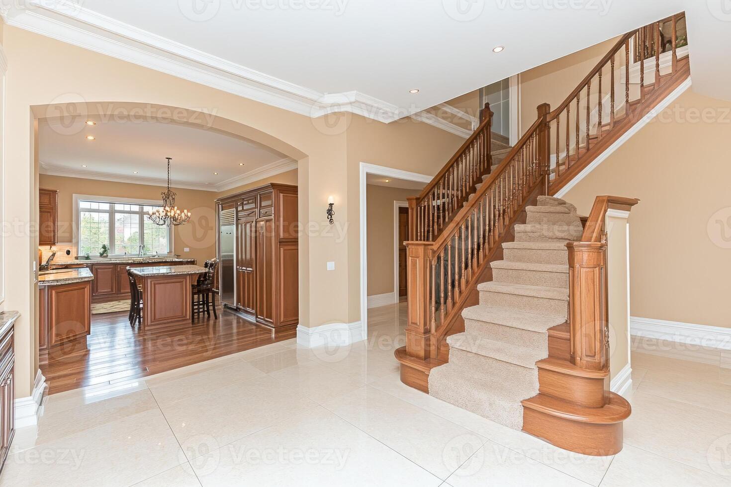 Spacious foyer with open kitchen view photo