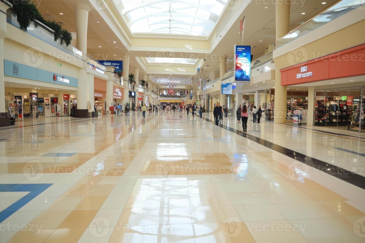 Wide indoor shopping mall photo