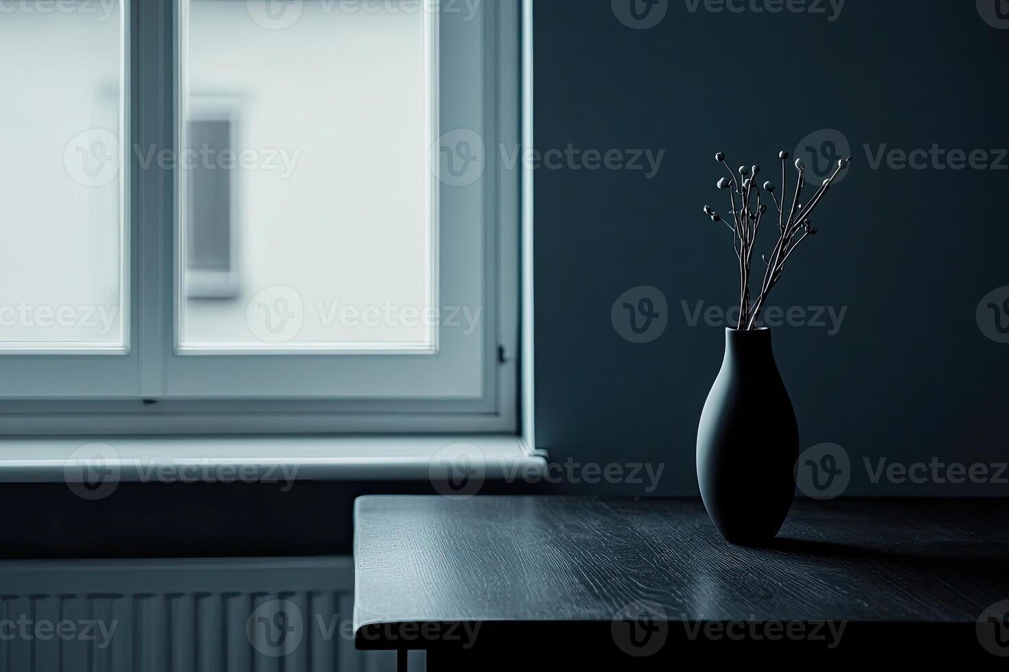 Muted tones, simple vase, window light photo