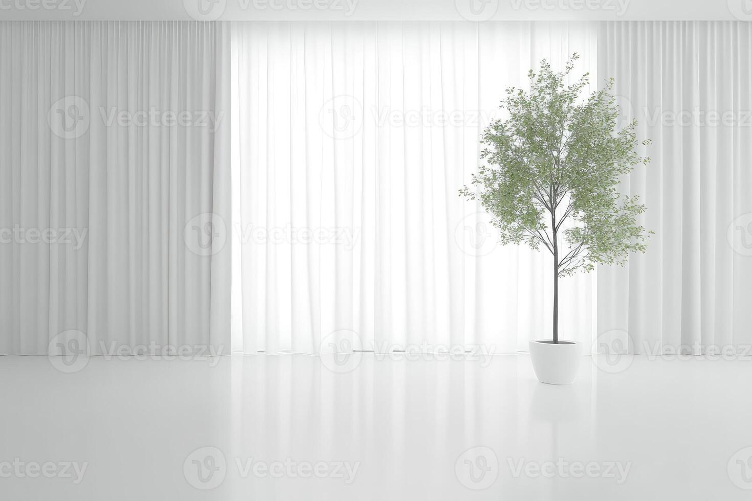 Minimalist interior with large window photo