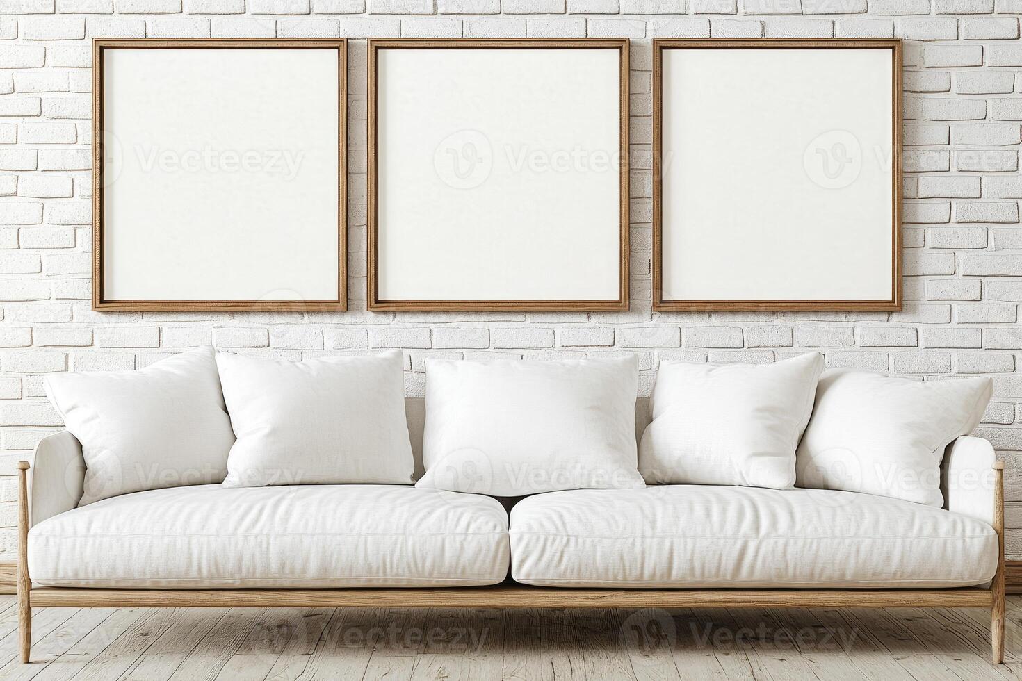 White couch and framed art photo