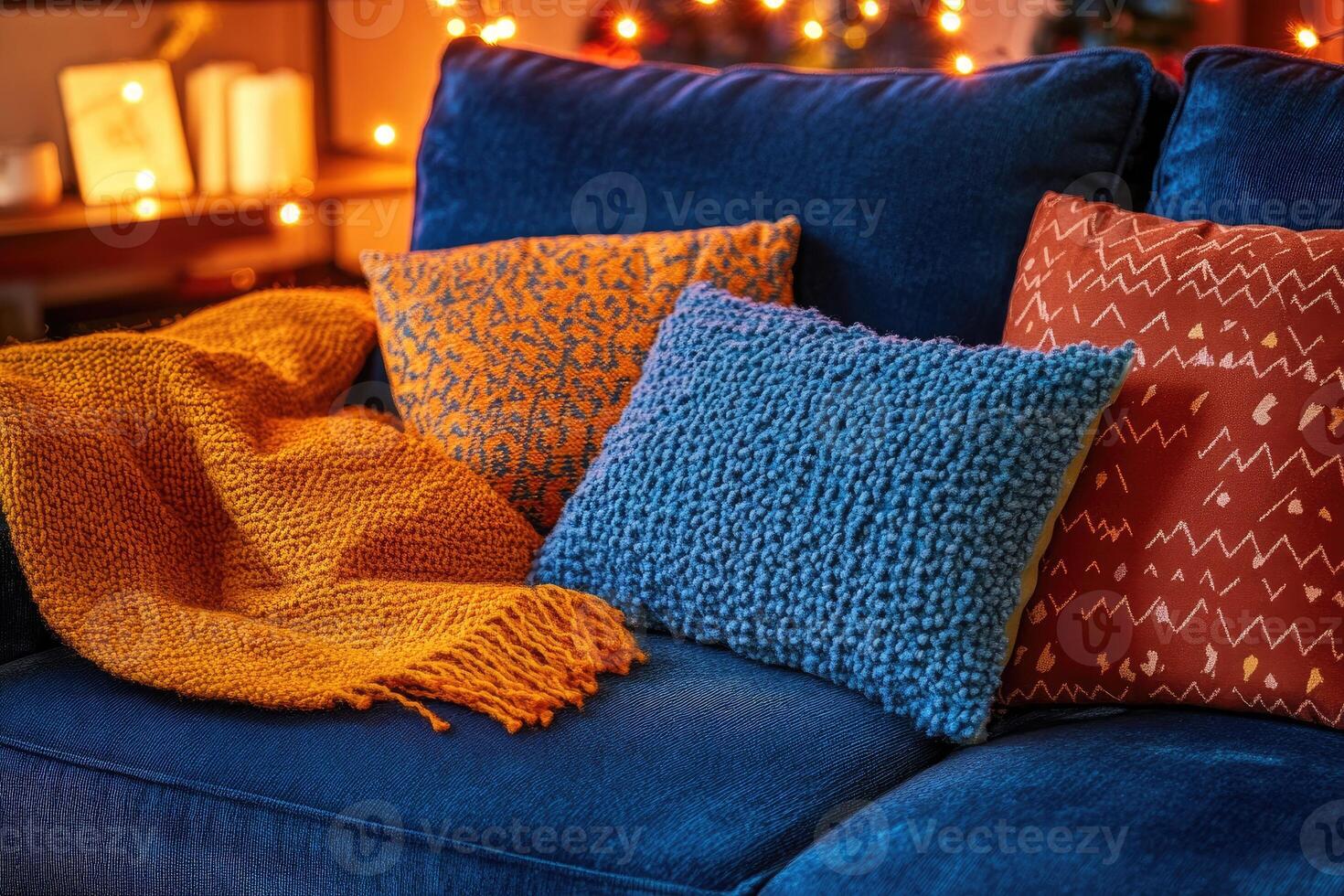 Cozy winter living room scene photo