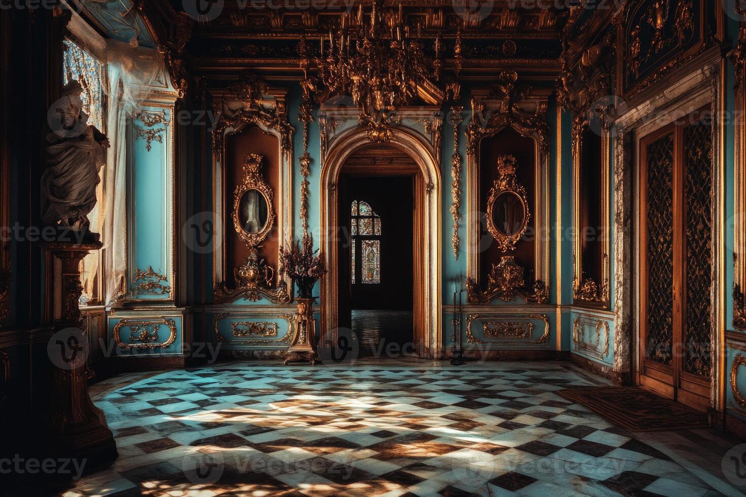 Gilded Hallway of a Majestic Mansion photo