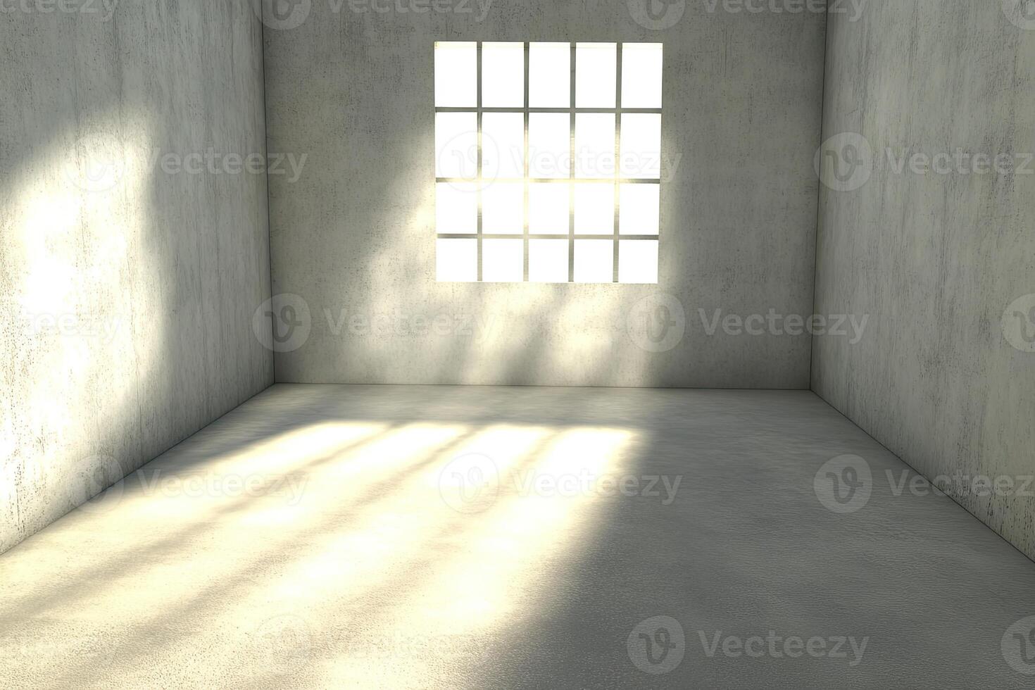 Empty room with window, sunlit photo