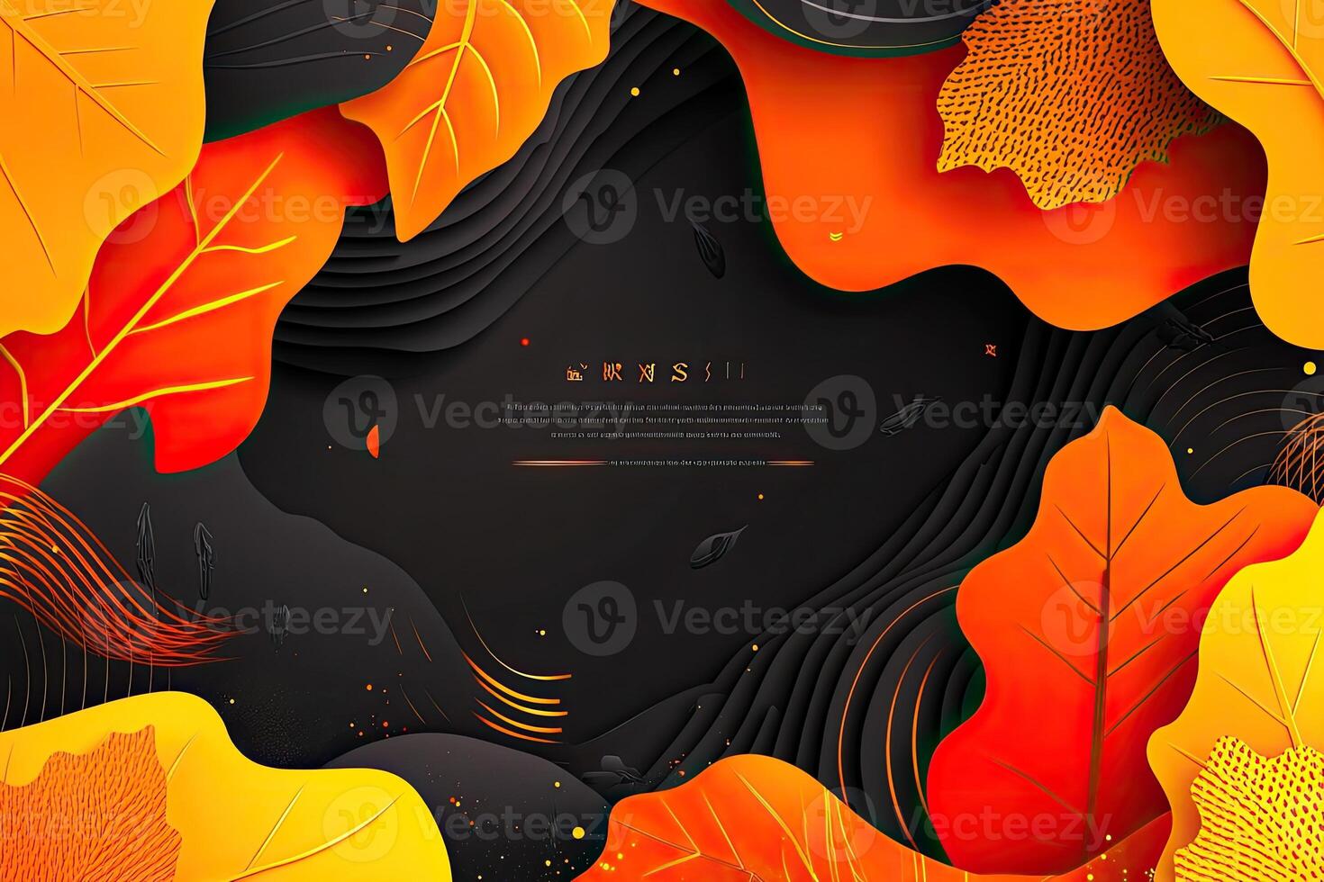 Autumnal leaf-themed design with vibrant colors and layered shapes photo