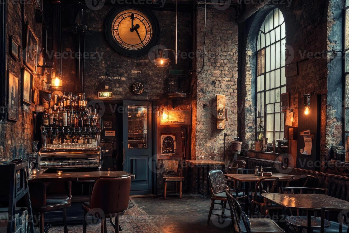Rustic industrial bar interior photo