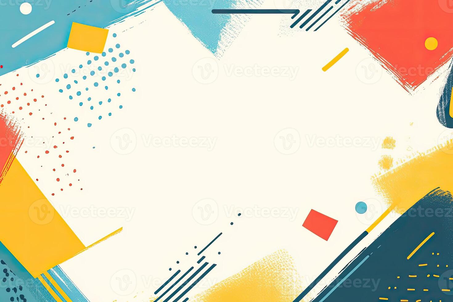 Abstract vibrant colorful background with geometric shapes and brushstrokes photo
