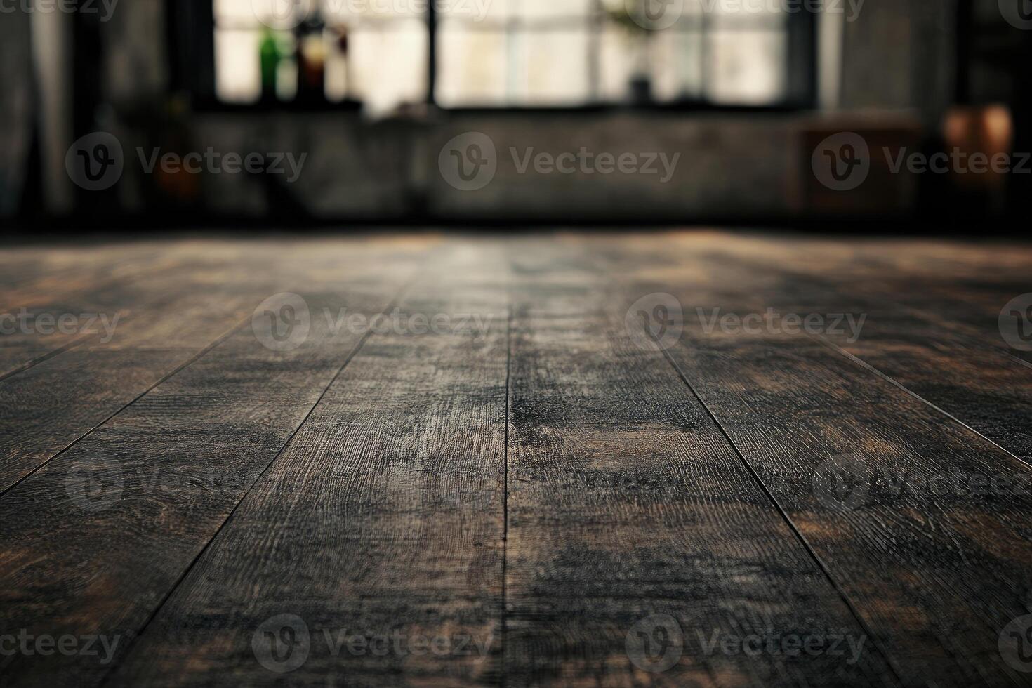 Rustic wooden floor in a loft-style space photo