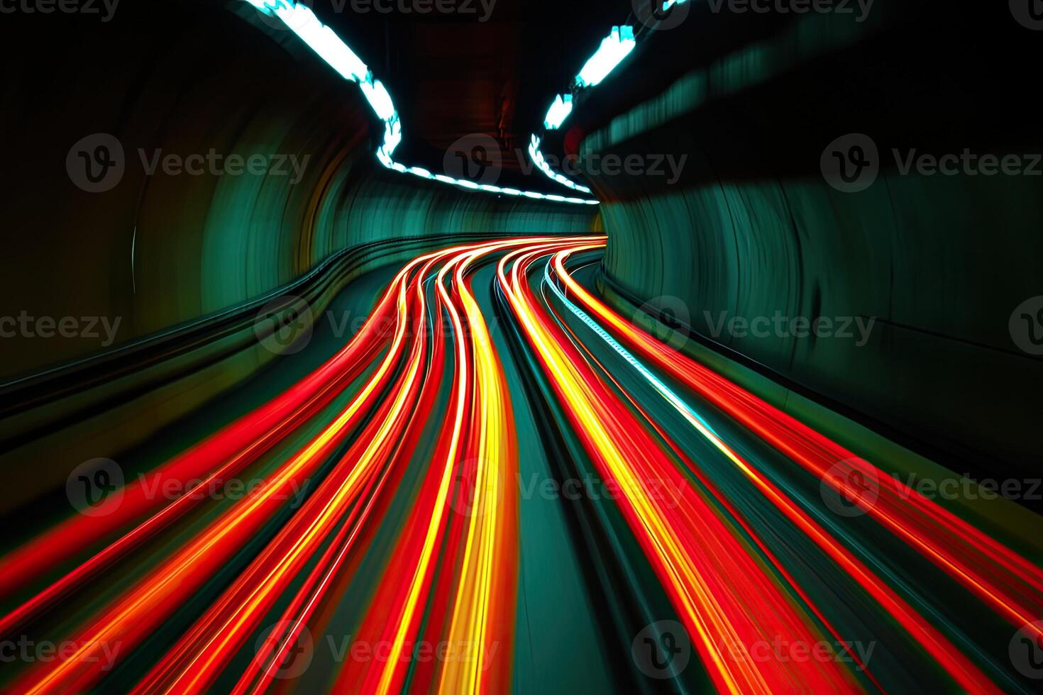 Tunnel lights blur of motion photo