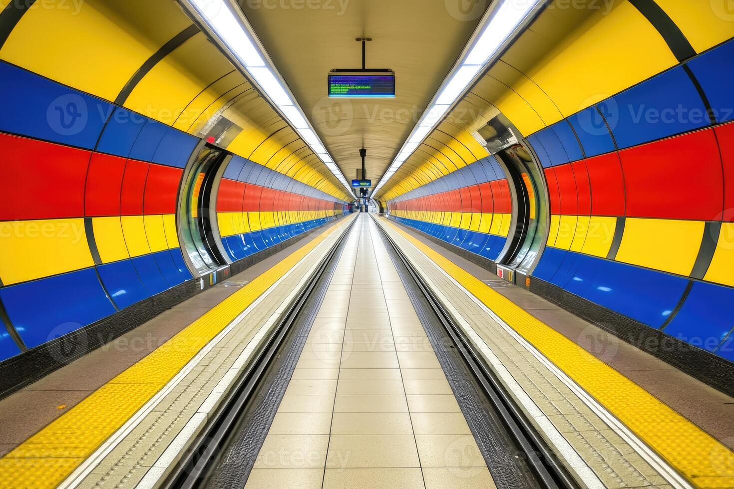 Vibrant colorful subway tunnel photo