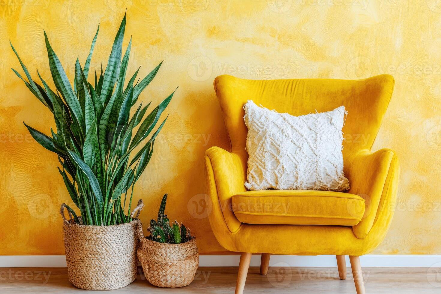 Sunny, cozy living room corner photo